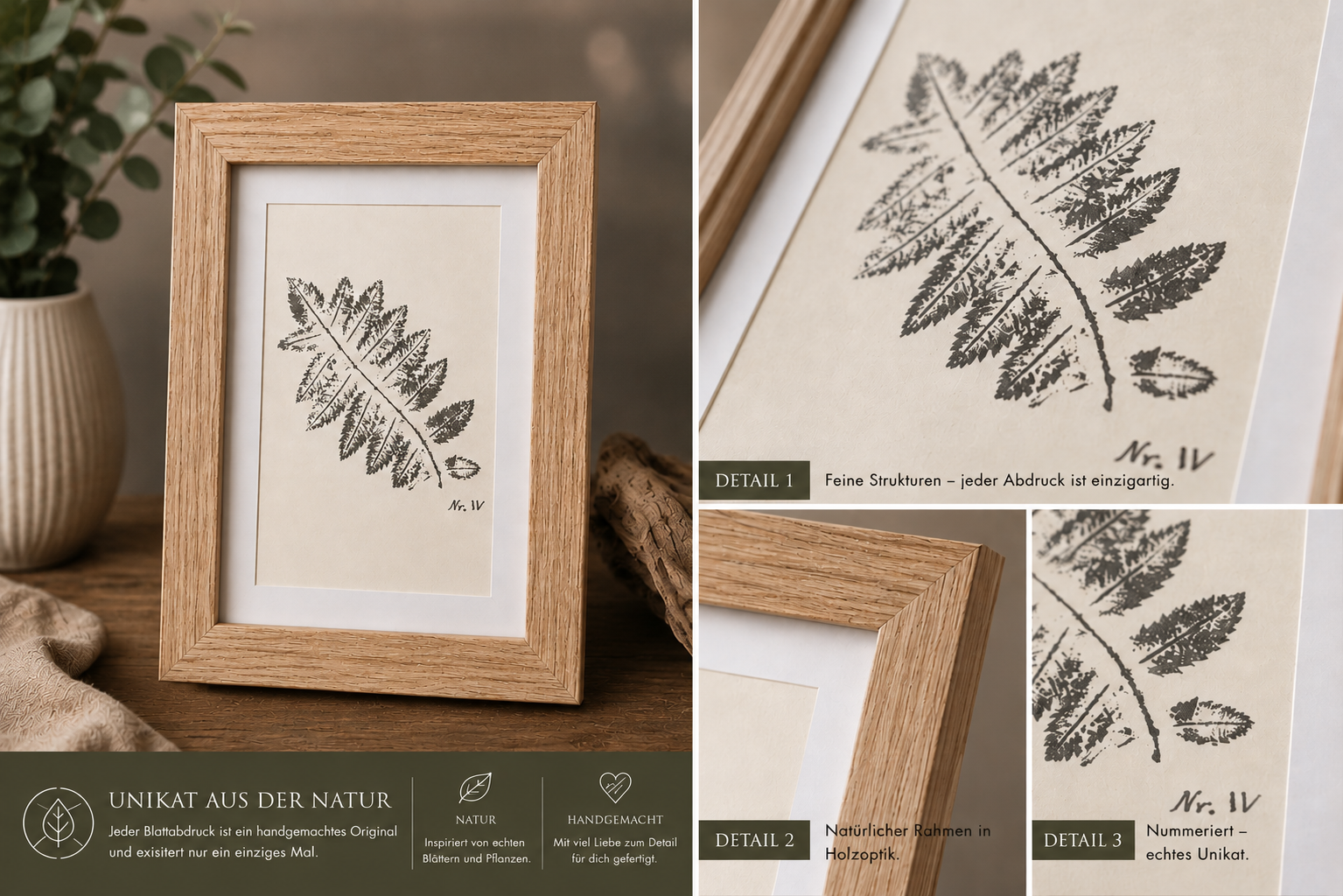 Blattwerk – Botanischer Unikataufdruck Nr. IV Eberesche – Bild 2