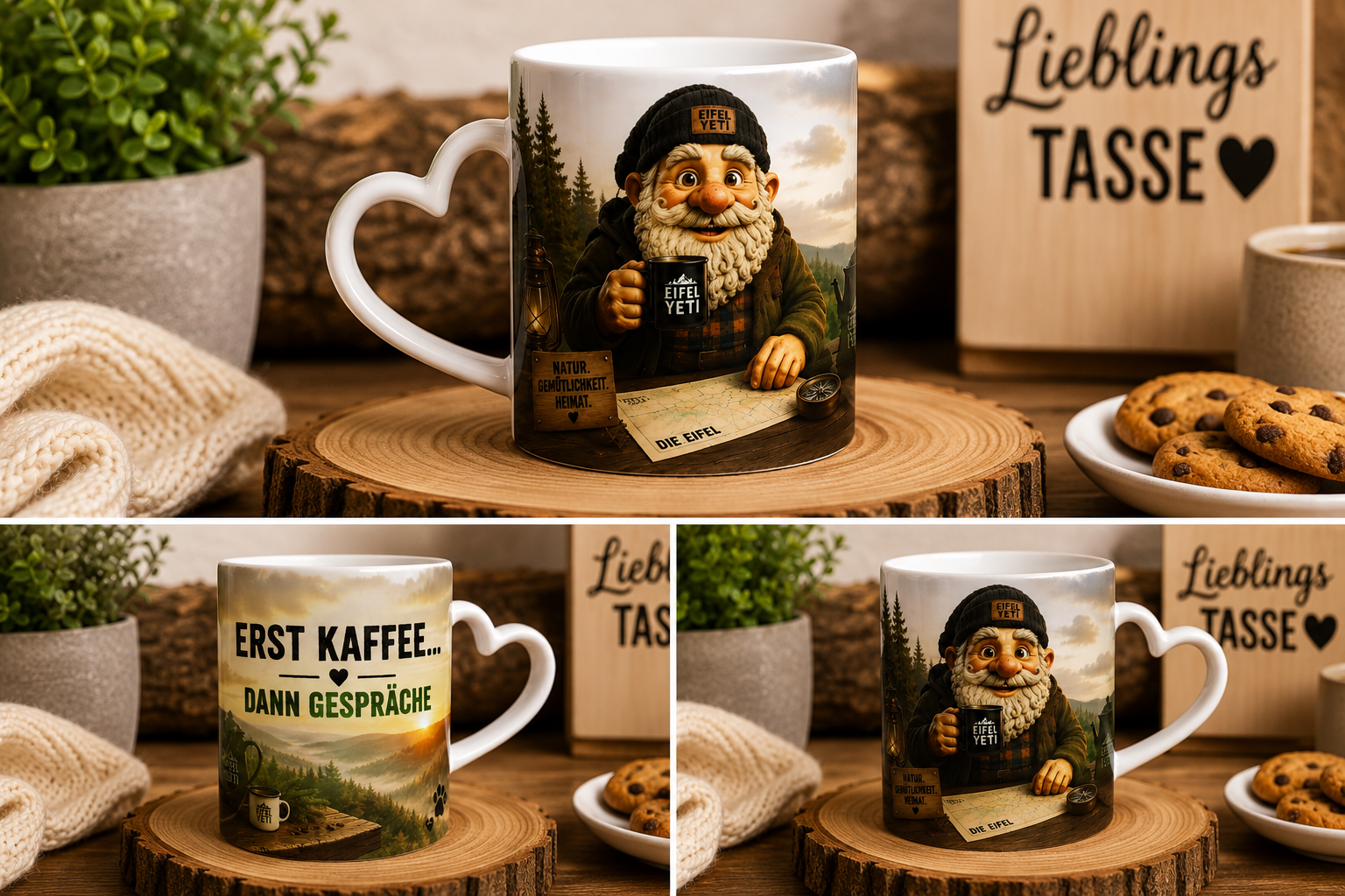 Tasse "Erst Kaffee dann Gespräche" mit Herzhenkel