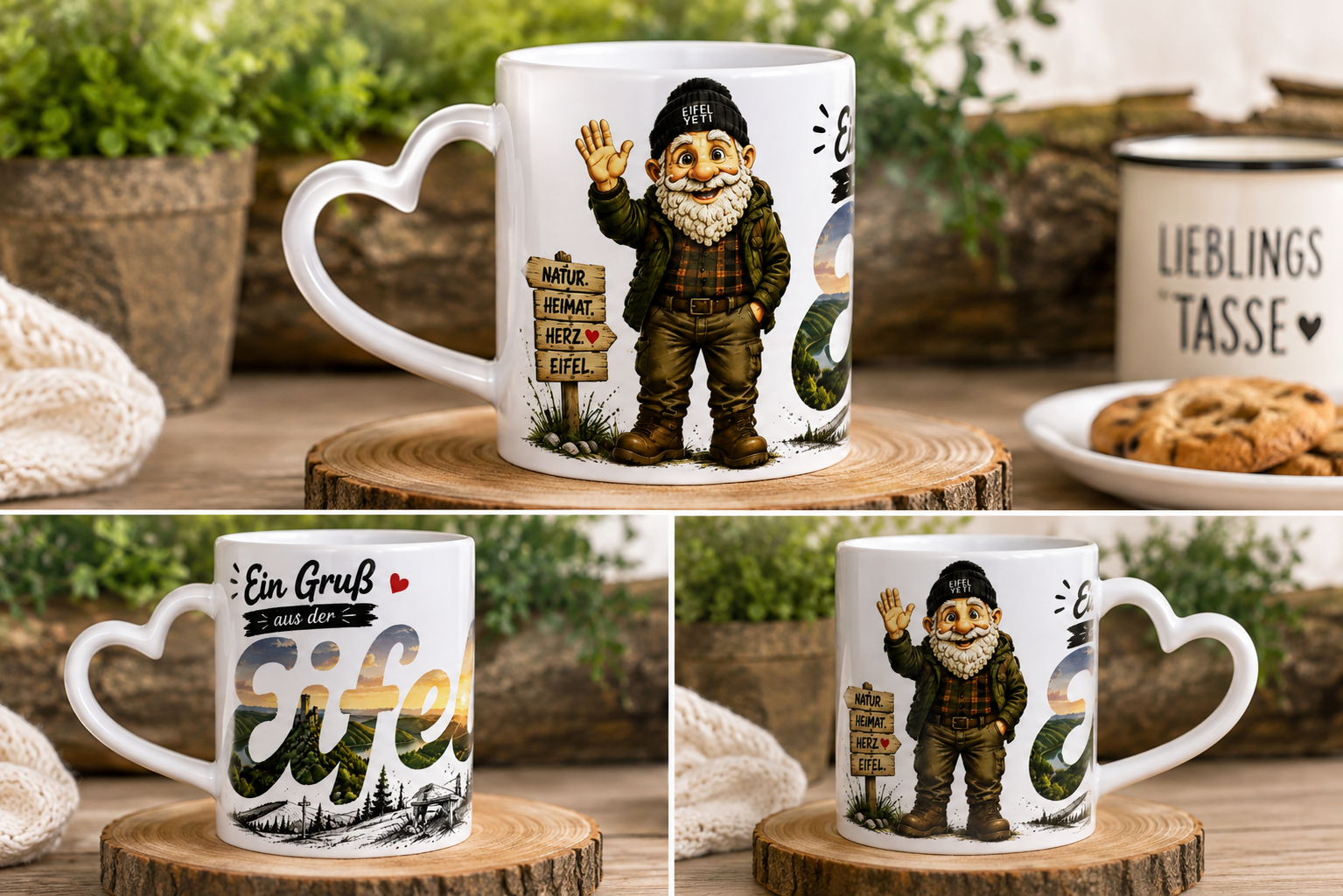 Tasse Eifel-Yeti "Gruß aus der Eifel" Herzhenkel