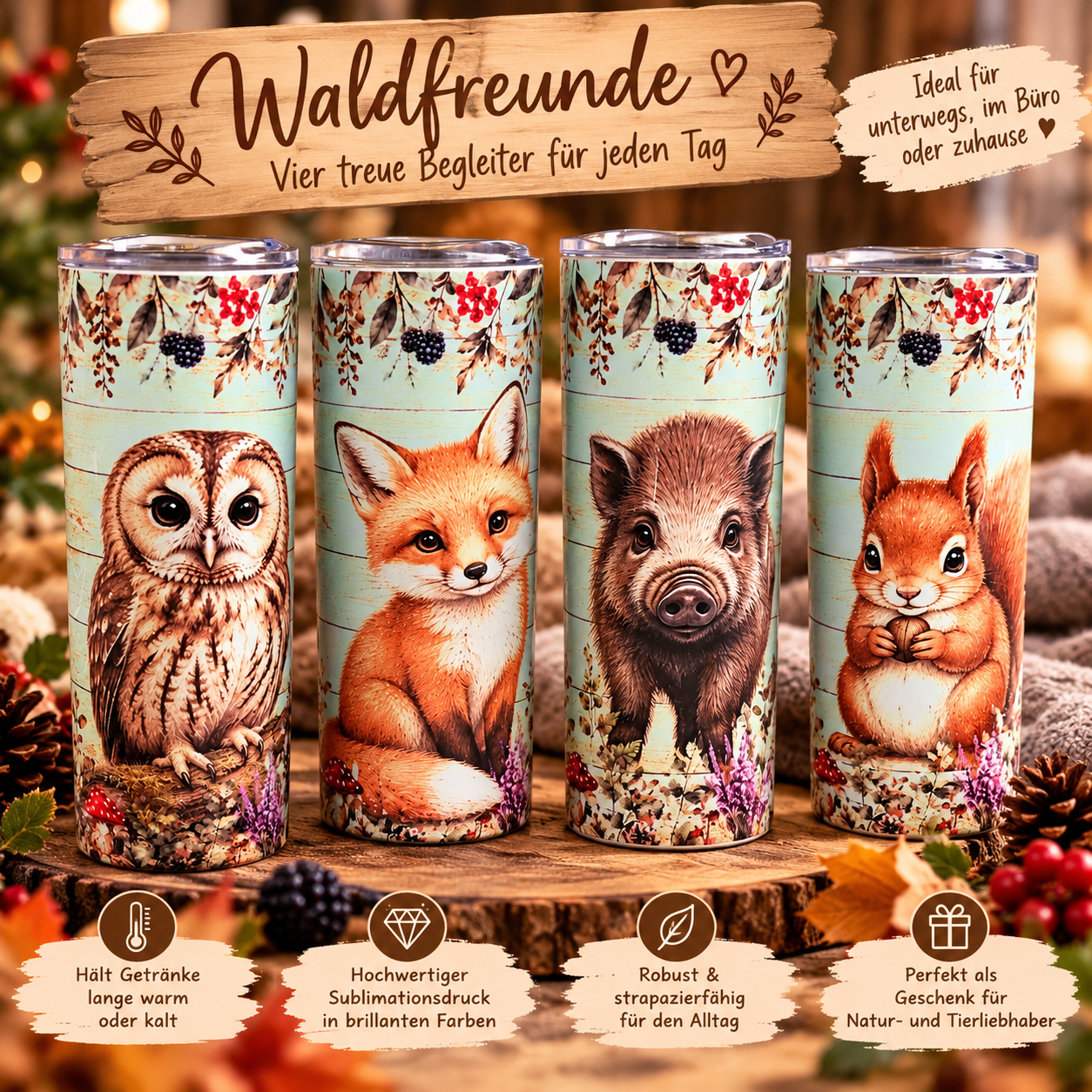 Thermobecher Waldtiere