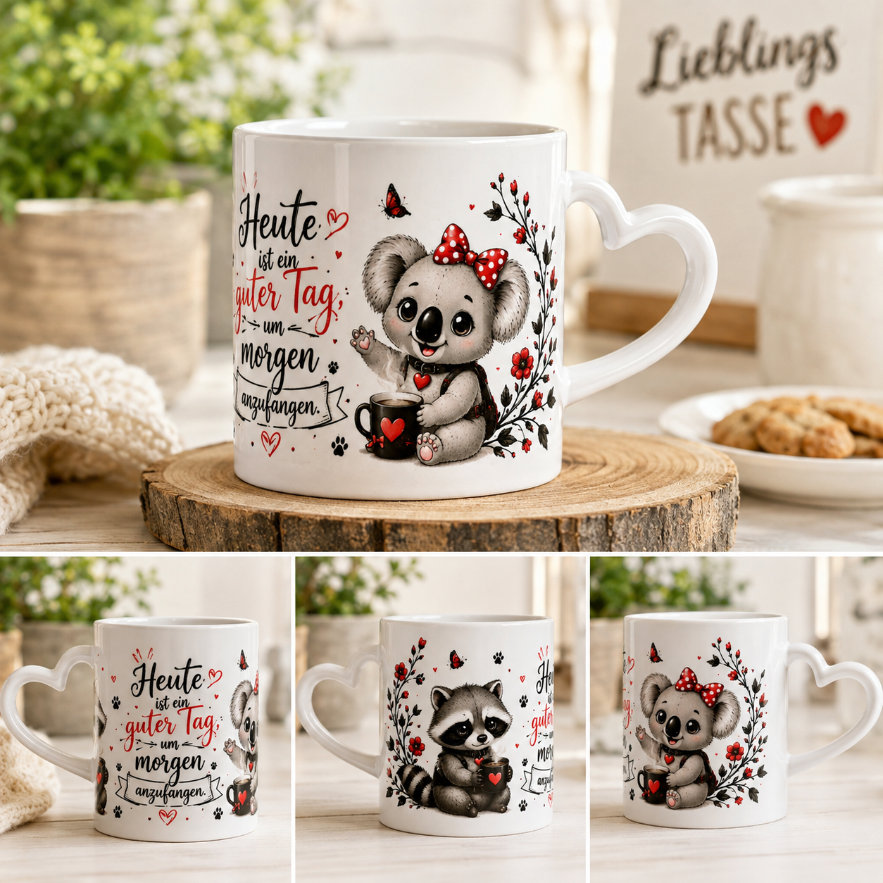 Tasse "Heute ist ein guter Tag" mit Herzhenkel
