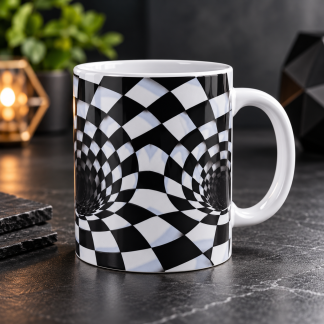 Tasse Optical Illusion Schachbrett